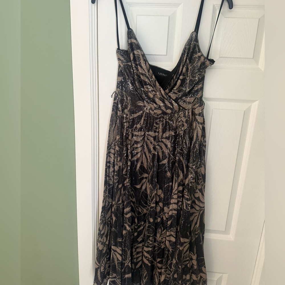 Ralph Lauren Black and Gold Sequin Dress NWT